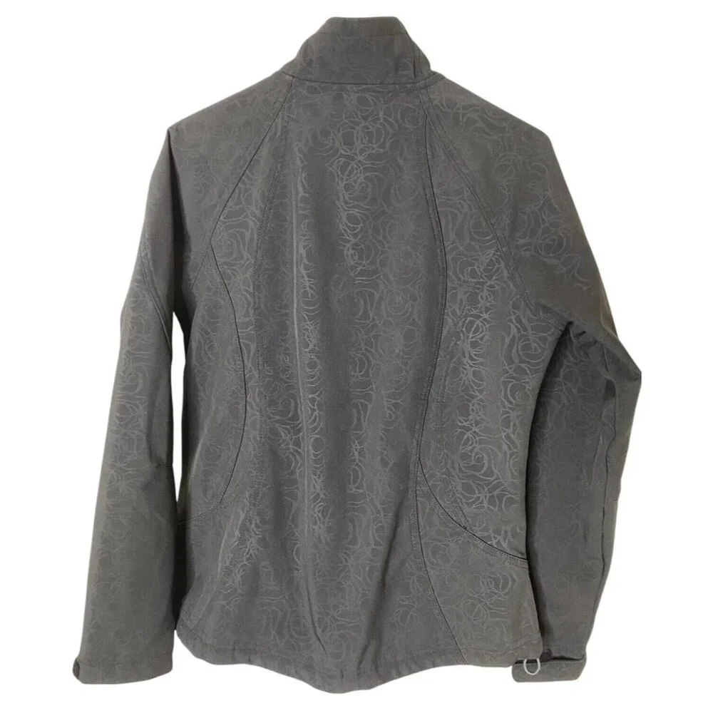 Double Diamond Womens Soft Shell Jacket Size M Black Embossed Fleece Lined - Picture 2 of 9
